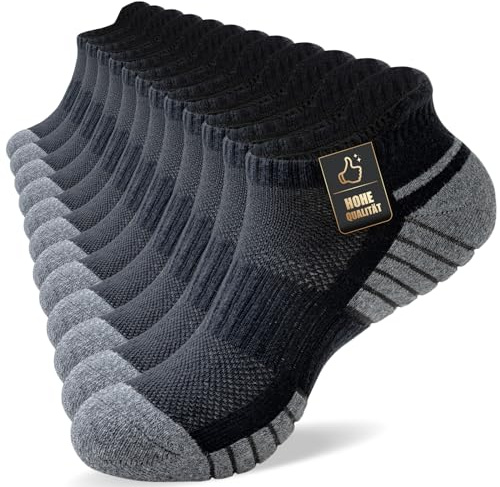 SockWaddles korta strumpor för män, 6 par sportstrumpor för kvinnor, andningsbara sommarstrumpor i bomull, unisex, svart och vitt 43-46, 39-42, 35-38, 47-50