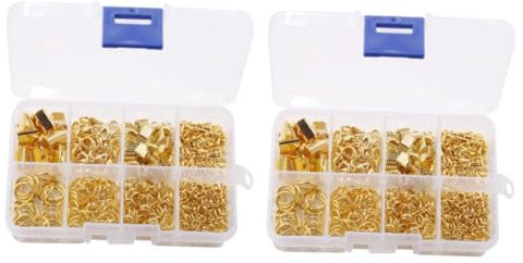 STOBOK 2 Sets Goldene Bandenden Verschlussverschlüsse Karabinerhaken Offene Biegeringe Schmuckherstellungs-set 8 Arten Von Beschlägen 556 Stück * 2
