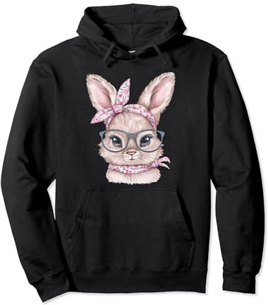 Osterhase mit Brille und Stirnband Bandana Pullover Hoodie