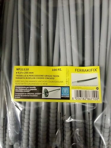 Tasselli a Percussione Pannelli Isolanti Muratura Piena Cartongesso Isolamento a Cappotto (diametro mm 8 x lunghezza mm 255 (100 pz))