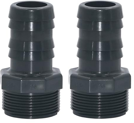HAF 2X PVC Druckschlauchtülle mit 38mm x 1 1/2 | Schlauchtülle x Außengewinde | Schlauchverbinder aus grauem PVC-U | PN16 für Poolfitting, Pool, Schwimmbad, Poolverrohrung, Druckleitung
