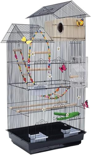 DLAZUM Professioneller Vogelkäfig für Haustiere, Vogelträger, Gartendekoration, dekorative Vogelkäfige, Heimdekoration, großer Luxus-Papageienkäfig für den Haushalt, hausförmiger dekorativer Vogelk