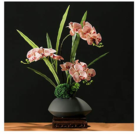 Künstliche Blumen, künstliche Orchideen, Dekoration – chinesischer Stil, Phalaenopsis-Blumen, Pflanzenarrangement, echte Haptik, Seidenstoff, Orchideen, Bonsai-Dekoration für Zuhause/Party/Rosa