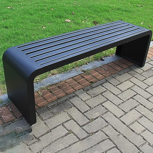 Gartenbank für draußen, Terrassenbank ohne Rückenlehne, wasserdichte Parkbank aus Metall, 2–3-Sitzer, Rahmen aus verzinktem Stahl, Freizeitpark-Terrassensitz für Garten, Rasen, Veranda (Farb