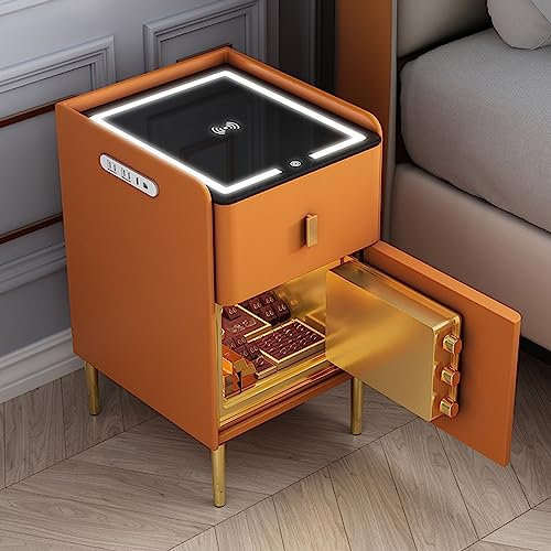 Multifunction Nightstand with Invisible Safe, Wireless Charging, LED Lights - Smart End Table for Bedroom Living Room Office Use (Color)