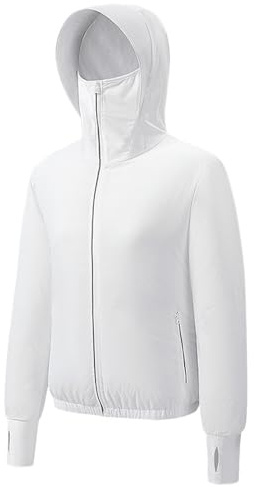 Meichoon Giacca protettiva solare UPF 50+ con cappuccio per condizionatore d'aria leggera e rinfrescante con ventole, rimane fresca in estate