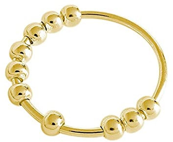SHOUKAII Wolframringe for Damen, Ring aus Edelstahl, Perlenring, frei drehbar, Spinnerring, Spielzeug for Mädchen und Frauen(Gold,9)