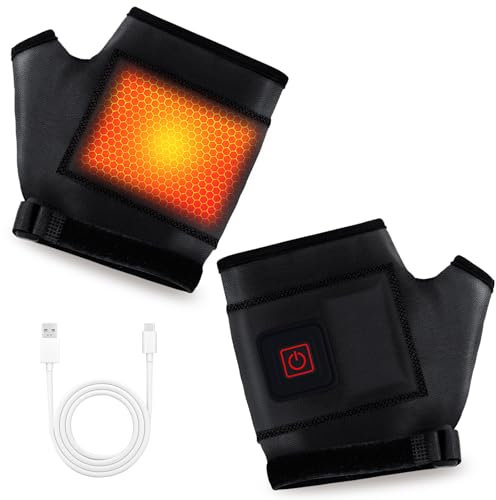 Heated Fingerless Work Gloves for Men and Women - 3 Temperature Adjustable, USB Charging, Battery Powered for Winter (L)