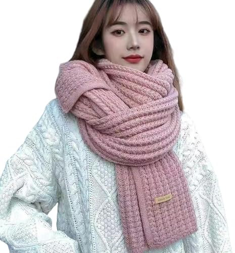 QDLTGBD Schal Vielseitiger Gestrickter Wollschal Für Frauen Winter Vielseitiger Ungezwungener Schüler Schal Warmer Schal-rosa