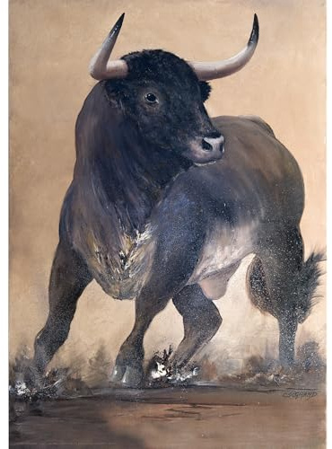 Cartel genérico de Camarga en color A2. Retrato de un toro. Reproducción de una obra de arte.