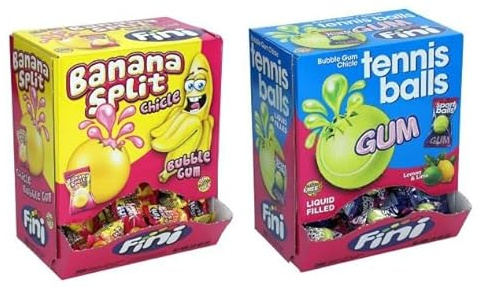 2 Boxen Fini Kaugummi Mix aus 2 Sorten (1x Banane + 1 x Tennisbälle a 1 kg + Space Keks gratis a 45 g von Onlineshop Bormann