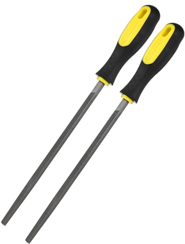 M METERXITY 2-pack fyrkantig metallfil 20 cm, högkolstål fil diamantfil handfil W PVC grepphandtag för trä/metall/keramik/glas/sten/smycken/kakel/modell/gör-det-själv/slipfil