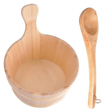 Sauna Eimer Set, 4L hitzebeständiger Eimer mit Kelle und ergonomischem Griff, Eimer- und Schöpfkelle Set, ideal für Hotels, Spa-Center, Badewannen und Zuhause