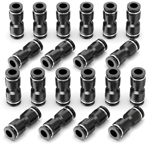 ERGAOBOY 20 pezzi tubo dritto 6MM OD spingere per collegare raccordi per tubi, nero spingere in raccordi a sgancio rapido connettori pneumatico push lock PU6