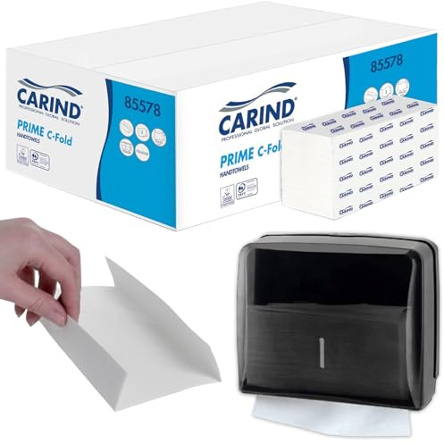 Sicignano | 2 Confezioni da 3060 Salviette Carta Monouso Piegate a C per Dispenser, Contiene 40 Pacchetti da 153 Asciugamani, 2 Veli in Cellulosa, Dimensioni Foglio 31x23 cm - Bagni Pubblici Uffici