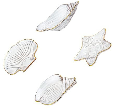 VALICLUD 4pièces Plateau De Service à Fruits Et Assiette De Rangement Pour Bijoux Designs De Coquillage Et Étoile De Mer Usage Polyvalent Pour Maison Restaurant