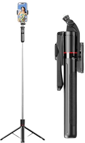 Bärbar selfiepinne, 2-i-1 selfie-stång, funktionell accessoar, 1,38 x 6,99 x 12,05 tum, lätt halkskydd, trådlöst telefonstativ för Vlog, resor, streaming, filmning