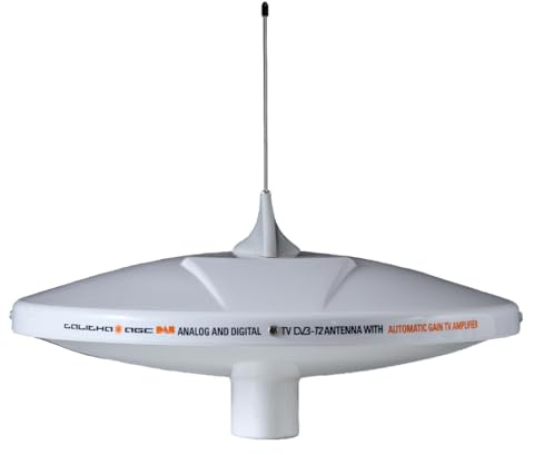 Glomex – Antenna TV/DAB Talitha AGC DAB 20 Ø25cm (Bianco), Modello V9125AGCU/DAB20 – Amplificatore Automatico, Pinna Squalo, Kit Cavi, Stilo DAB, Per Barche – Ricezione TV/Radio Ottimizzata