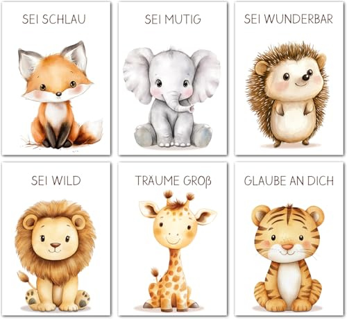 artpin® 6er Set Affirmationsposter Poster Kinderzimmer - A4 Bilder Babyzimmer - Deko Mädchen Junge (K10)