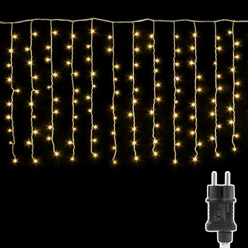 Guirlande Lumineuse Extérieure Eisregen, Rideau Lumineux Extérieur 4 m x 1 m, 8 Modes Guirlandes lumineuses d'extérieur et intérieur Fenêtre Noël Minuterie pour Mariage Fête Balcon Décoration