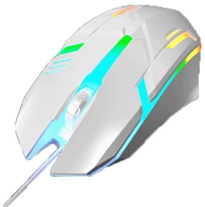 ROSEEONNE Souris Gamer Souris de Jeu Optique Filaire 7 Couleurs lumières Froides Dispositif de pointage Ergonomique Capteur Optique Bureau Jeu CF dédié sans Fil Souris(Wit)