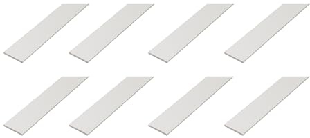 Alberts 8er Set Flachstange | Kunststoff, weiß | 2000 x 20 x 2 mm