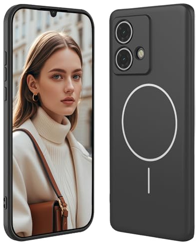 GOGME Funda De Silicona Líquida para Motorola Moto Edge 40 Neo con Carcasa Suave Y Shockproof Cover, Slim Case, Compatible con MagSafe - Negro