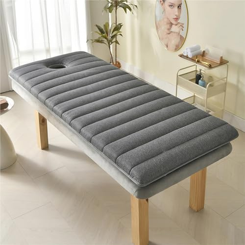 Matelas Table De Massage Mousse À Mémoire De Forme Épais, Housse De Lit De Salon avec Trou De Respiration, Professionnel pour Beauté Spa Tatouage(Gray,180 x 60 x 6 cm)
