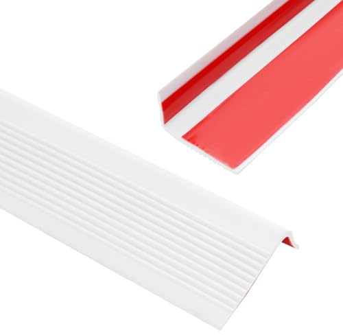 10 Meter Rutschfeste Treppenkante, Selbstklebende Kantenleiste | Flexible PVC-Gummistufen-Kantenleiste, Wasserdicht Stufenkantenprofil Für Den Innen- Und Außenbereich (Weiß, 10 m)