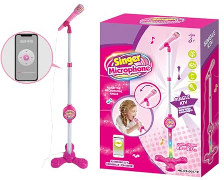 Máquina de Karaoke Portátil para Niños con Micrófono - Juguete Musical con Soporte Ajustable, Luces LED y Conexión, Ideal para Fiestas, Juego Creativo y Diversión para Niños Niñas