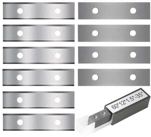 SPORTARC Cuchillas raspadoras de carburo, insertos de cortador de madera, doble filo, reversible, 60 x 12 x 1,5 mm, bisel de 35°, paquete de 10 para raspadores de mano de 60 mm y herramientas de