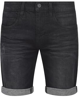 Indicode Quentin herrjeans, shorts, korta denimbyxor i slitet utseende av stretchmaterial, normal passform, Svart (999), M