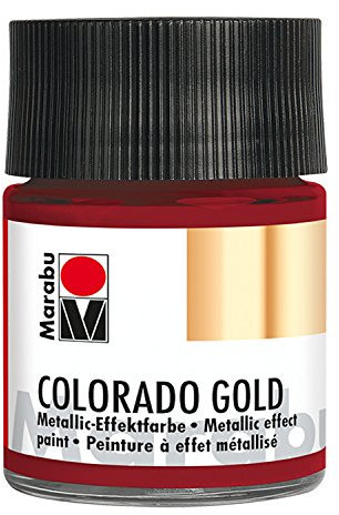 Marabu 12640005732 - Metallic Effektfarbe, Colorado Gold metallic rot 50 ml, auf Wasserbasis, lichtecht, wetterfest, schnell trocknend, zum Pinseln und Tupfen auf saugenden Untergründen