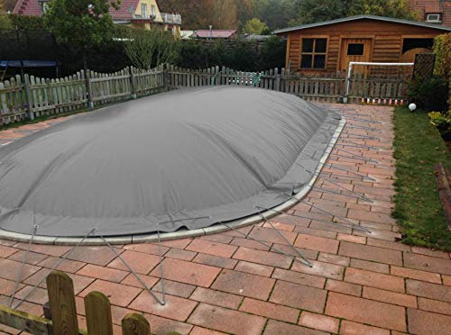Aufblasbare Abdeckplane für Pool achtform 3,00 x 4,70m, Farbe: grau, Air Cover, wasserdicht, reißfest