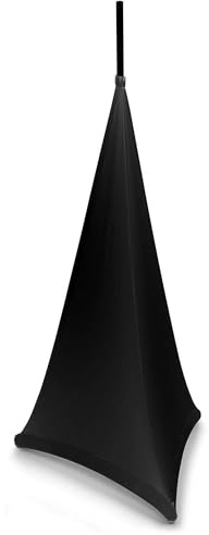 BeamZ LSS12B - Abdeckung für Lautsprecherständer in Schwarz, 120 cm, Lycra Stretch Cover für Stative, Stativsegel, Husse für Stative, Dreibein Abdeckung, Stativ Bezug, Party, DJ, Gastro, Events