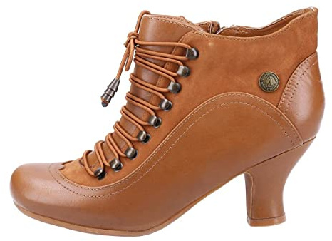 Hush Puppies Female Vivianna Lace-Up Heeled Boot, Tan, 4