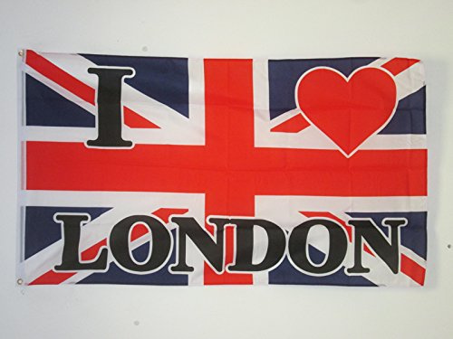 AZ FLAG Drapeau I Love London 90x60 cm Polyester 100D 2 Œillets | Usage intérieur et extérieur Drapeau décoratif de London City coutures doubles et bords renforcés avec œillets métalliques