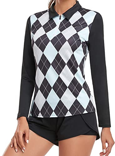 Soneven Polo Camiseta Manga Larga Mujer Deporte Camisetas Golf Polo Shirt Mujer Transpirable Trabajo