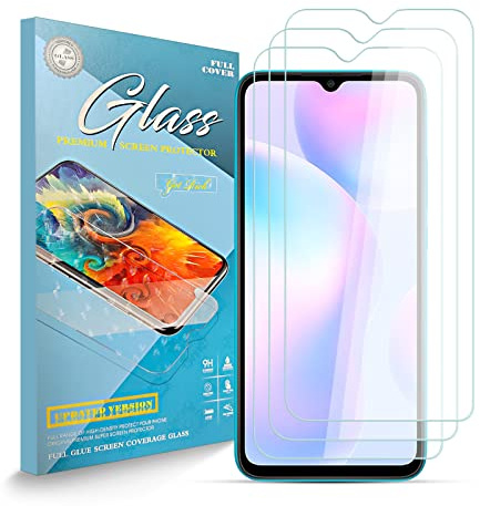 UIOK Protector de Pantalla Compatible paraXiaomi Redmi 9AX Anti Rayones, Sin Burbujas y con Una Dureza de 9H Película de HD Transparente y Fina Compatible para Xiaomi Redmi 9A