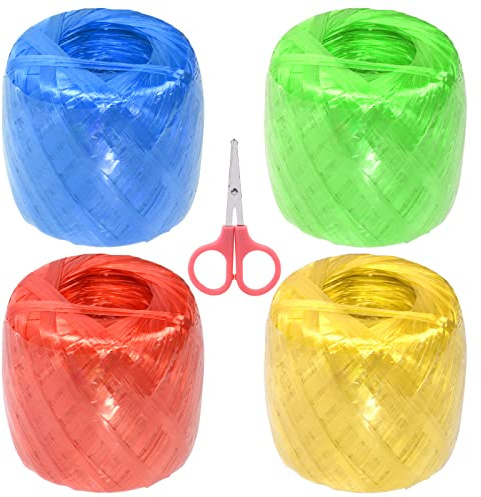 Mardatt 5Pcs 4 Colors Polyester Nylon Plastic Rope Twine With Scissors, 180m Length Household String for Gardening, Binding, Decorations, Craft, Bag Tying, Packaging Parcels