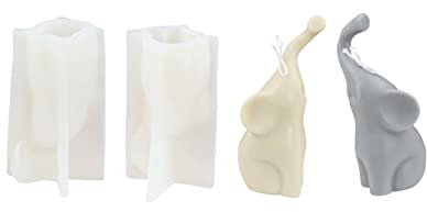Xidmold 2 Stücke Elefant Silikonform, 3D Elefant Tier Kerzenform Seifenform, Elefant Silikon Backform Kuchenform für Fondant, Tortendeko, Schokolade, Seife, Sojawachs Kerzen, Handwerk (Groß)