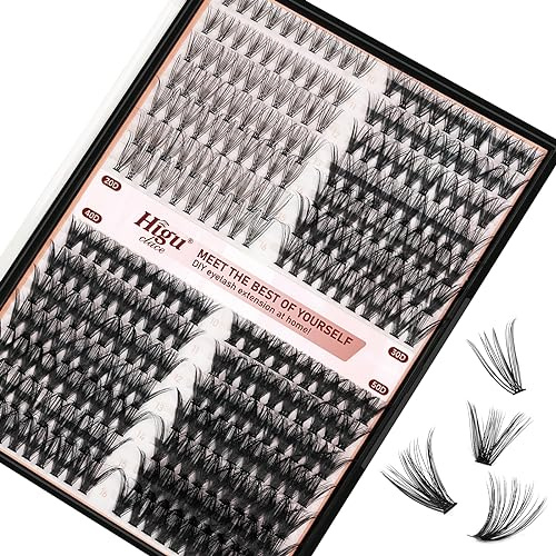 Higu clace Einzelne Wimpern, 280pcs Falsche Wimpern C Curl, Mix10-16mm 50D Weiche Komfortable Bushy Wiederverwendbar Einzelwimpern-Cluster DIY zu Hause (20D+30D+40D+50D C Curl mix10-16mm)