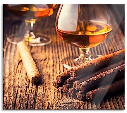 Pixxprint Plaque de protection pour whisky et cigare - En verre véritable - 60 x 52 cm