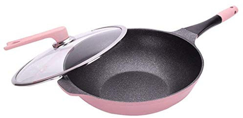 OQHAIR Pink non-stick wok gold rice stone no oil smoke cooker induction cooker universal kitchen kitchen u