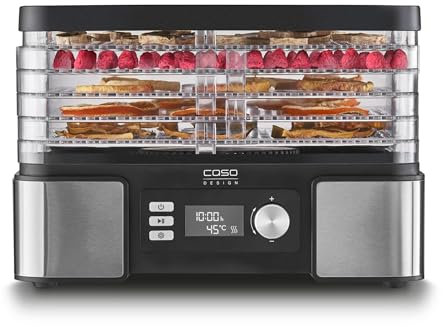 Caso DH 450 Déshydrateur automatique Vainqueur du test pour la maison et le jardin, par exemple, fruits, légumes, herbes, etc., température réglable de 30 à 70 °C, minuterie réglable de 0,5 à 48 h