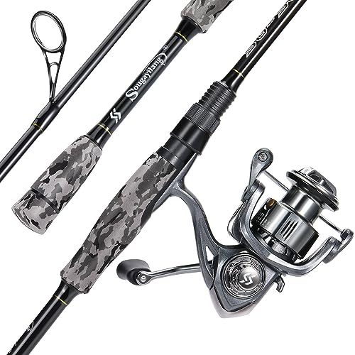 Sougayilang MX-1 spö och rulle kombination, 2-sektioner spinnspö med 11 + 1 BB spinnrulle fiskeset, för havsabass, bas, pollack, wrasse fiskeredskap – 1,8 H