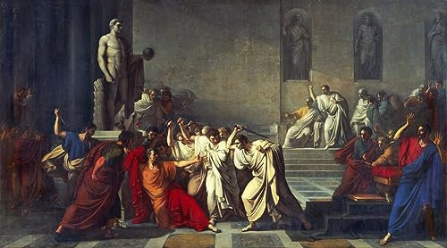 MSTECO Leinwand Bilder Kunstdrucke Abstrakt Poster Berühmtes Gemälde der Tod von Julius Cäsar von Vincenzo Camuccini für Wohnzimmer 60x90cm
