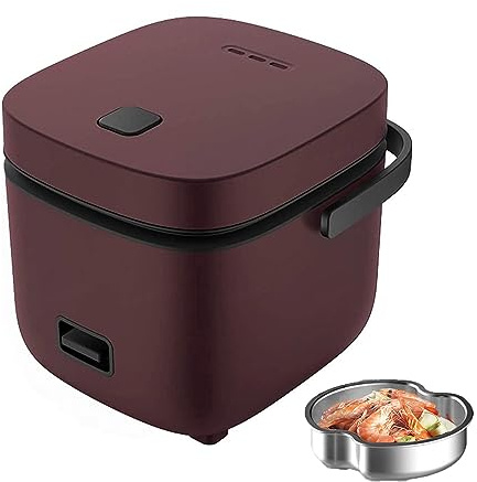 PanHuiWen Rice Cookers Small 2 Person, Small Rice Maker Mini Cooker Rice Ball Maker 1.2 Litre, with Keep-Warm Function,Brown