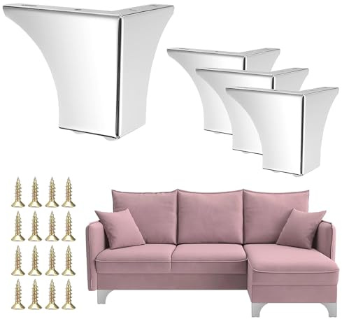 Zeaying 4 Stück 10cm Metalldreieck Möbel Füße, Möbelfüße Aus Stahl Schrankfüße Beine, Dreieckige Möbelbeine, Ersatz Dreieck Schrank Füße für Schrank, Sofa, Stuhl, Couchtisch Mit Schrauben