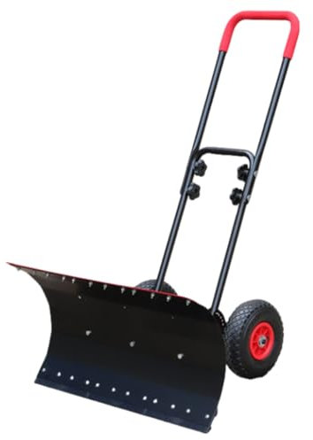 Schneeschaufel, robust für Einfahrt, bidirektional, robuster Schneeschieber mit Rädern, lange Schneepflugschaufel, Doppelzweck, Schnee- und Eisentfernung, für Tür, Gehweg, Deck, Metall-Schneeschaufel